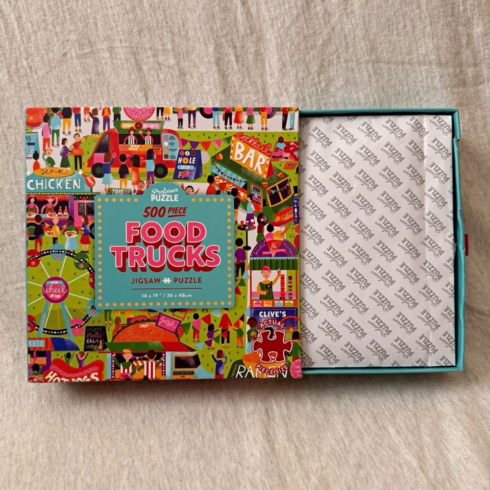 Professor Puzzle Food Trucks 500-Piece Jigsaw Puzzle w/ Piece Sorter